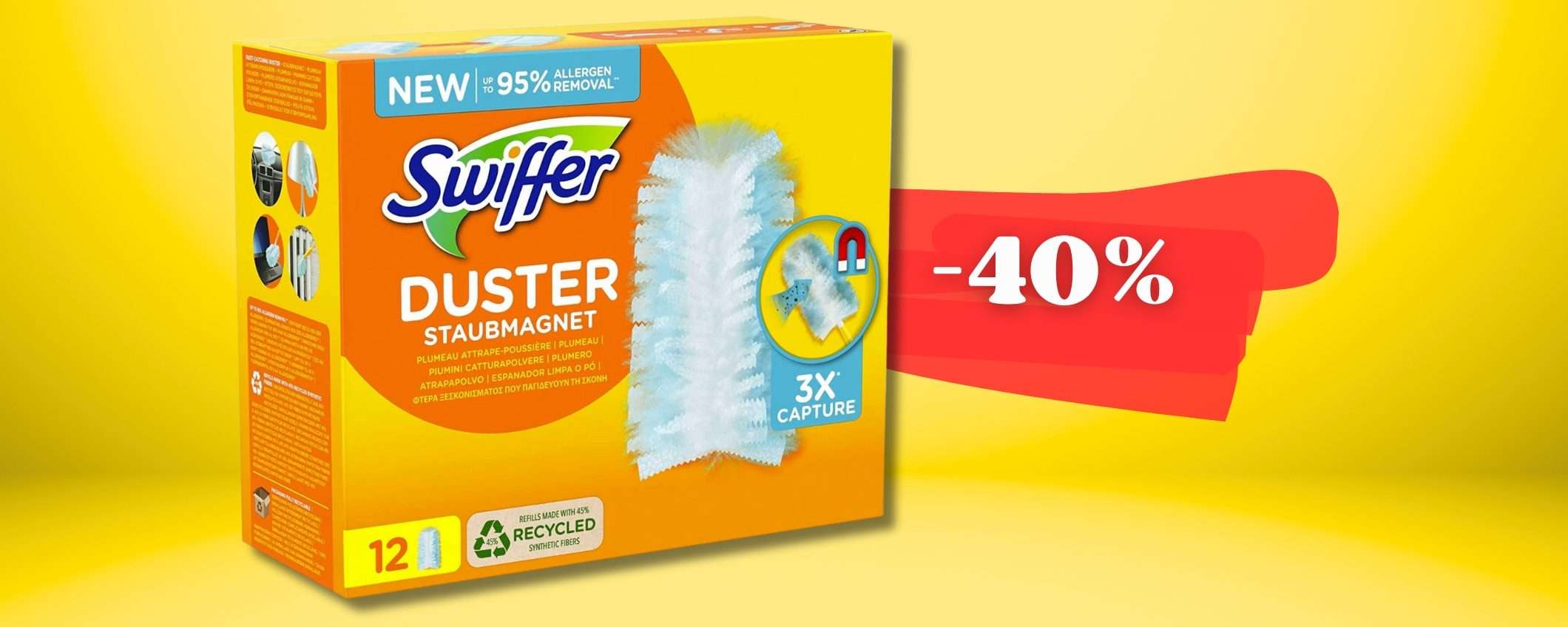 Prezzo DISINTEGRATO come la polvere in casa: 12 piumini SWIFFER Duster Prezzo DISINTEGRATO come la polvere in casa: 12 piumini SWIFFER Duster