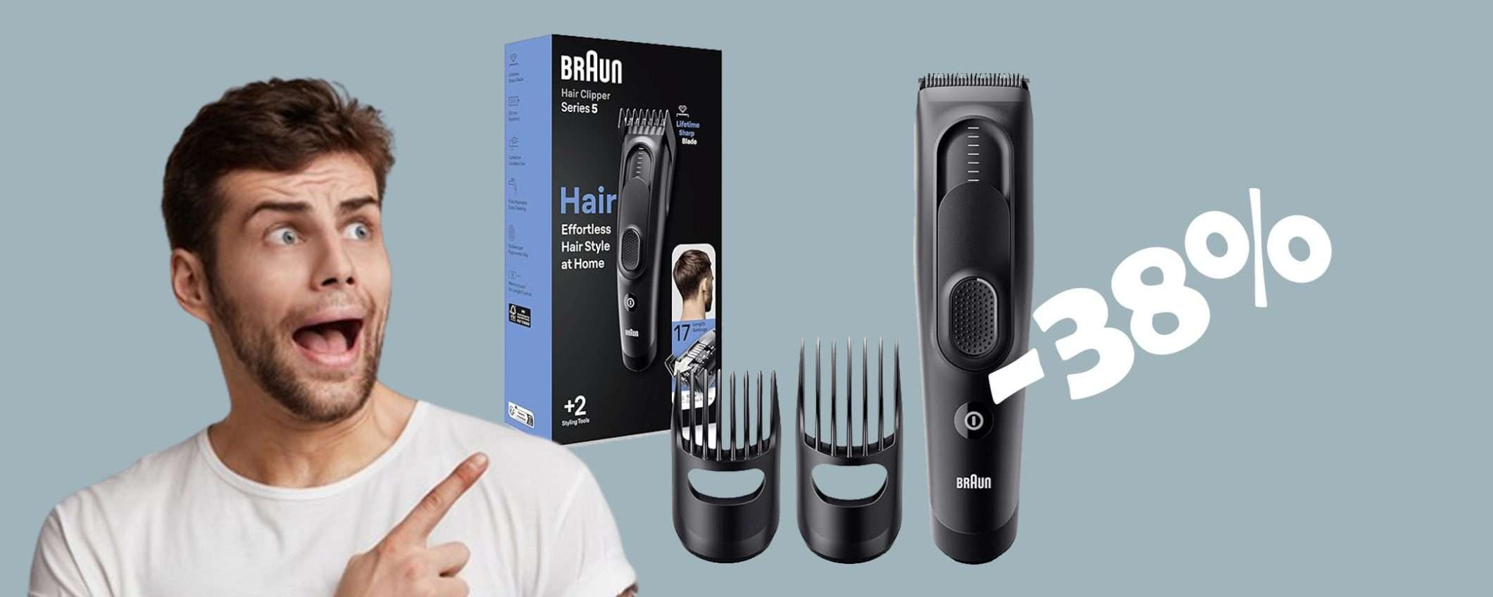 Taglicapelli Braun Series 5 in SUPER offerta: sconto WOW del 38% Taglicapelli Braun Series 5 in SUPER offerta: sconto WOW del 38%