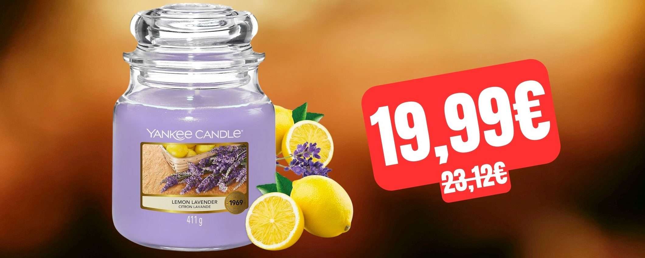 Candela in giara Yankee Candle alla lavanda in OFFERTA su Amazon