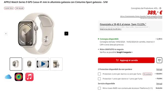 apple watch series 9 389 euro mediaworld