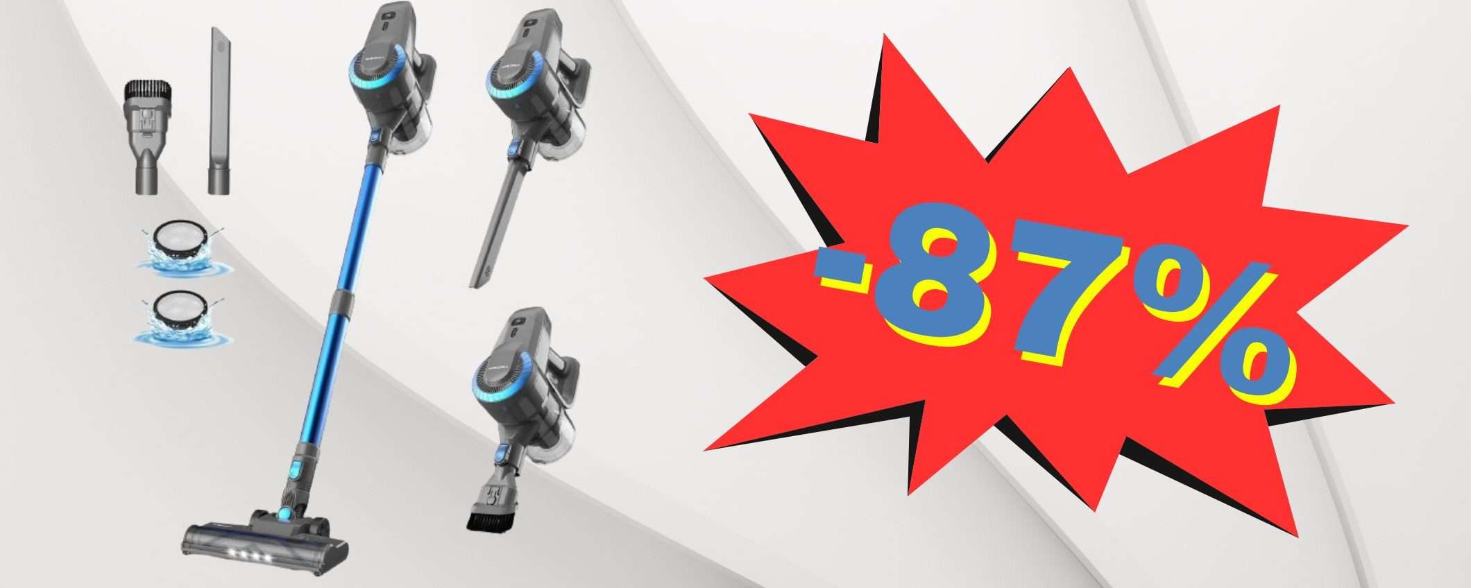 Sconto 87% e prezzo SHOCK su Amazon: aspirapolvere 6 in 1 a 89€ Sconto 87% e prezzo SHOCK su Amazon: aspirapolvere 6 in 1 a 89€