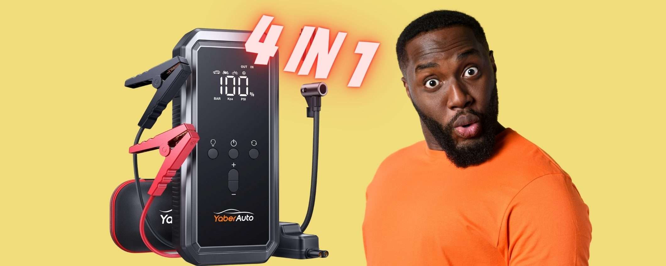 Avviatore di emergenza, compressore, powerbank e torcia: 4 in 1 a 79€ Avviatore di emergenza, compressore, powerbank e torcia: 4 in 1 a 79€