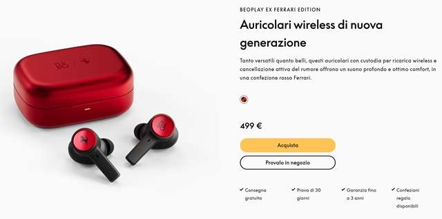 beoplay ex ferrari edition 499 euro