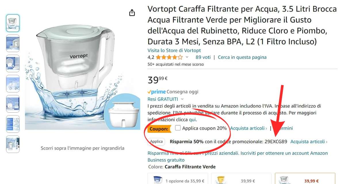 caraffa-filtrante-acqua-solo-11e-bevi-senza-preoccupazioni-coupon