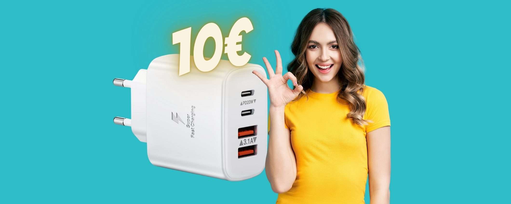 Caricatore USB da 40W con ricarica rapida e 4 uscite a soli 10€ Caricatore USB da 40W con ricarica rapida e 4 uscite a soli 10€