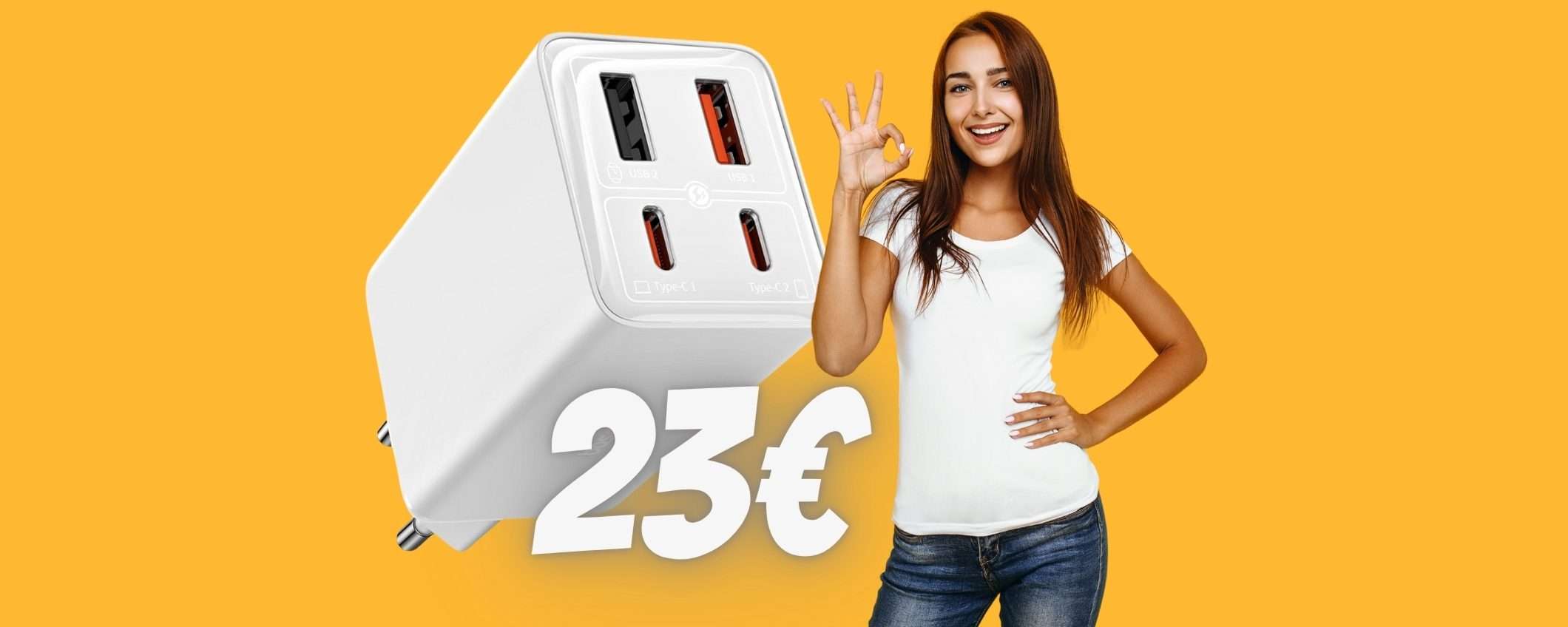 Caricatore USB da 65W con 4 porte tuo a soli 23€: la BOMBA di Amazon Caricatore USB da 65W con 4 porte tuo a soli 23€: la BOMBA di Amazon