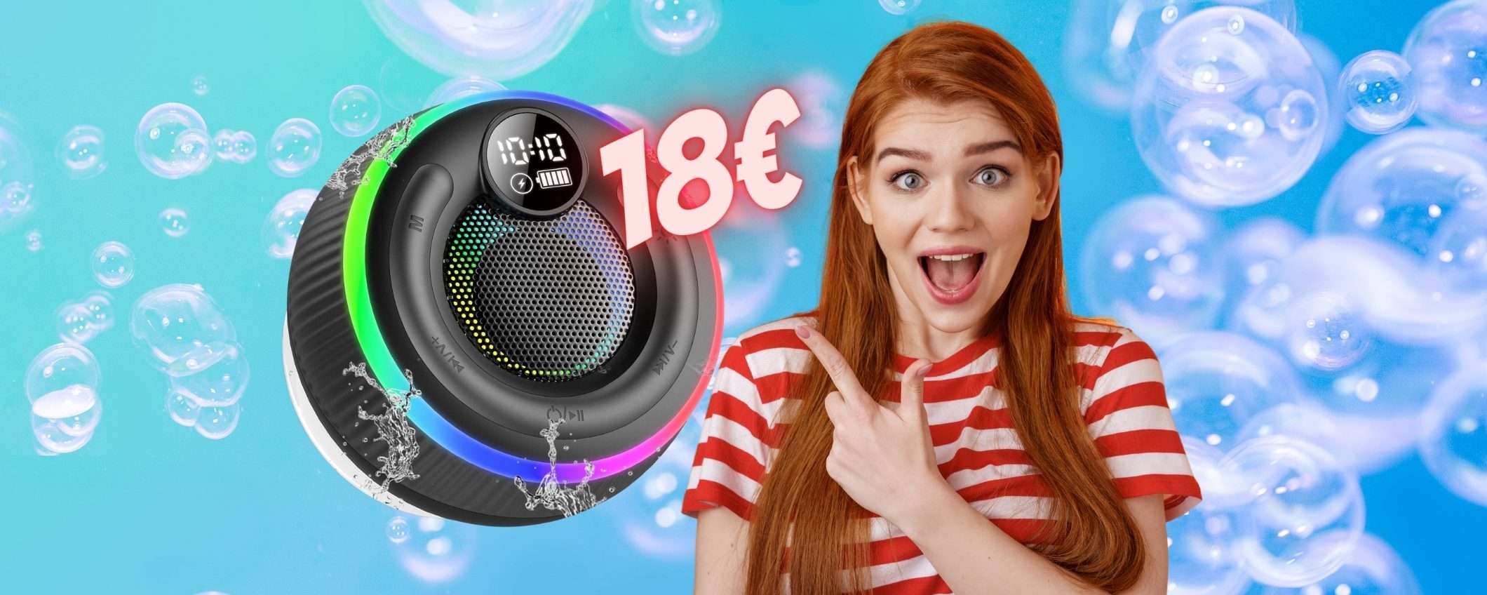 Cassa Bluetooth che puoi mettere in doccia in OFFERTA LAMPO a 18€ Cassa Bluetooth che puoi mettere in doccia in OFFERTA LAMPO a 18€