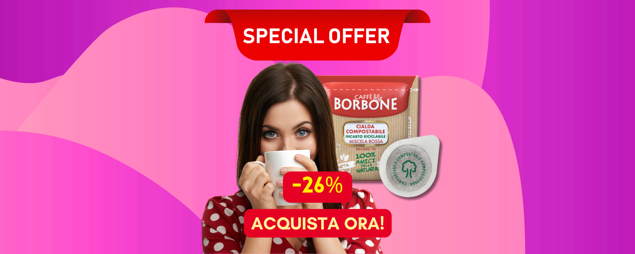 150 cialde caffè Borbone miscela rossa in sconto del 26%