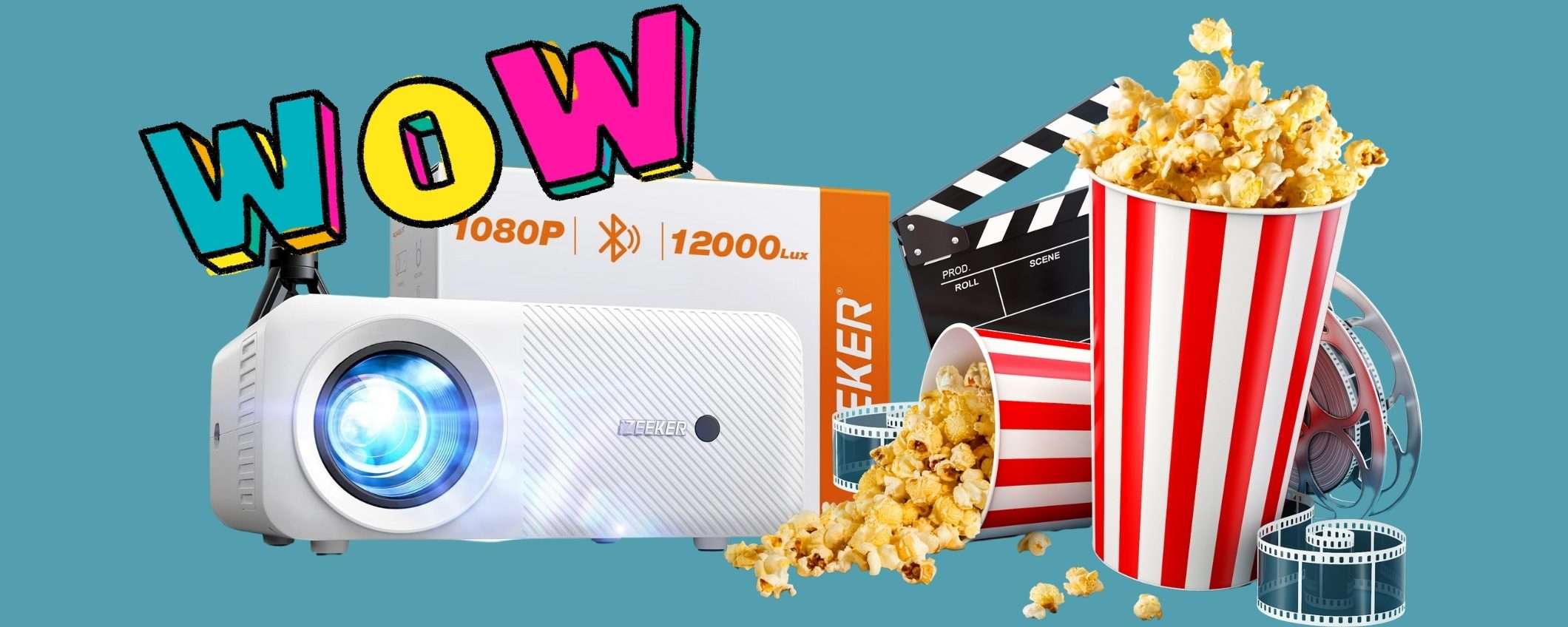CINEMA a CASA con questo proiettore portatile wireless a 40€ in MENO CINEMA a CASA con questo proiettore portatile wireless a 40€ in MENO