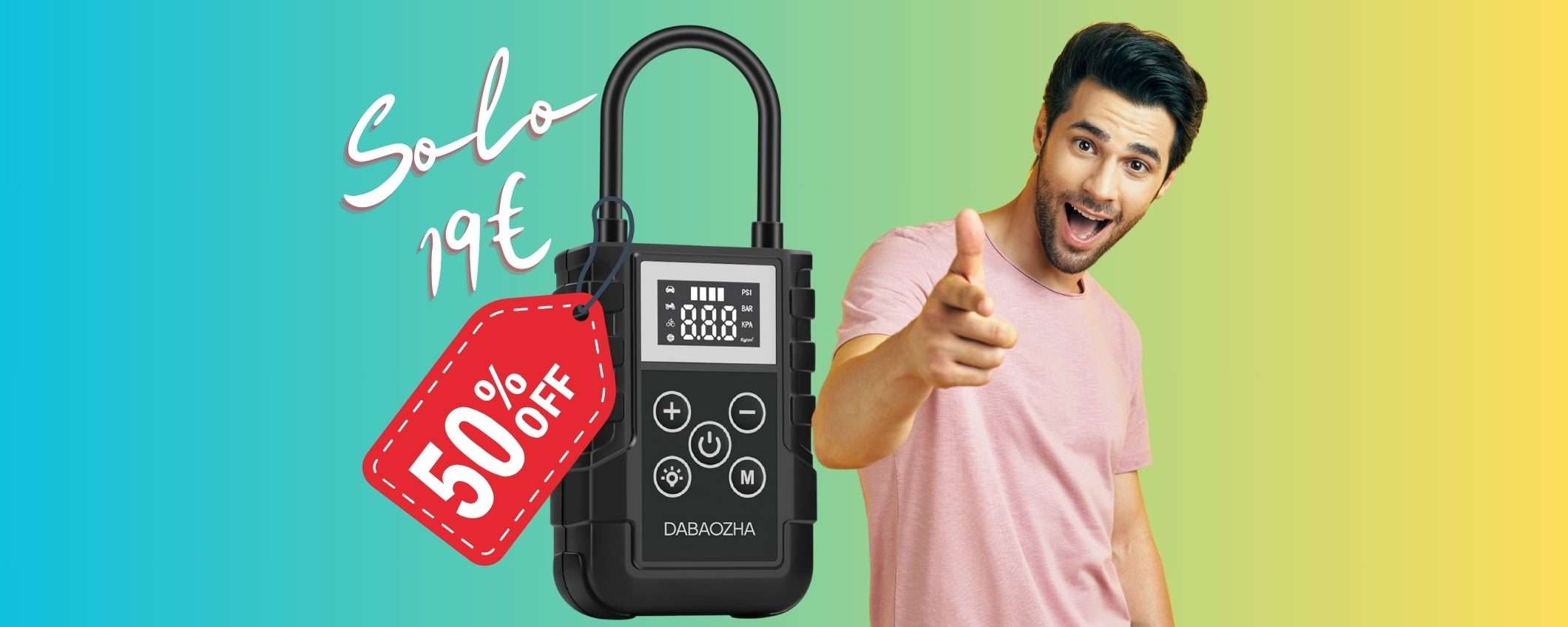 Compressore portatile che gonfia di tutto in OFFERTA al 50% in MENO Compressore portatile che gonfia di tutto in OFFERTA al 50% in MENO