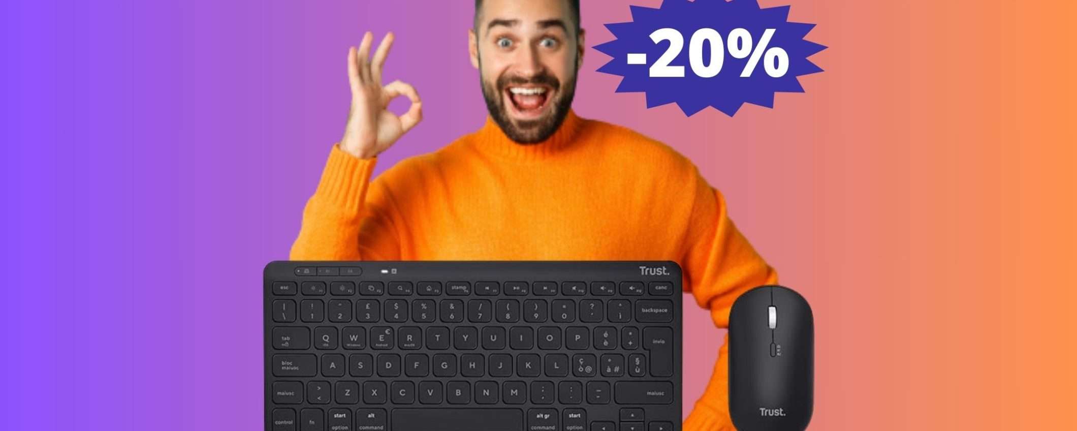 Trust Lyra mouse + tastiera: SUPER sconto del 20% su Amazon Trust Lyra mouse + tastiera: SUPER sconto del 20% su Amazon