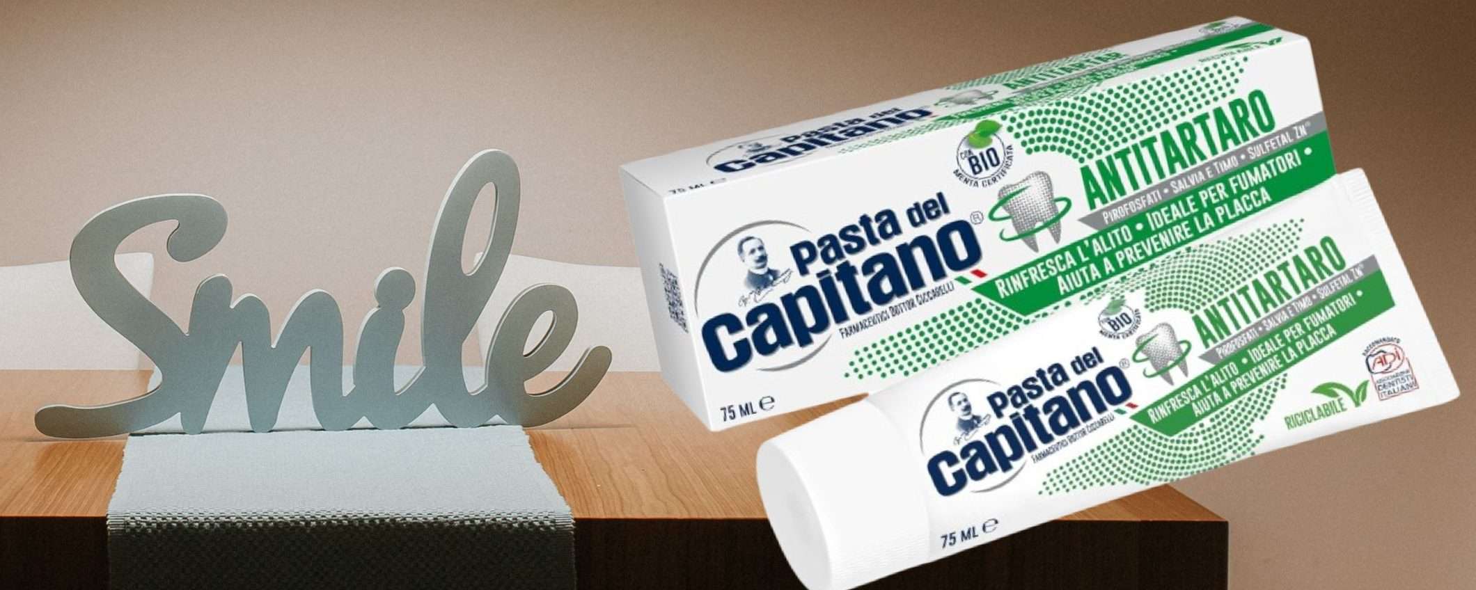 Pasta del capitano, SCONTO 56% su Amazon: dentifricio antitartaro a 0,81€