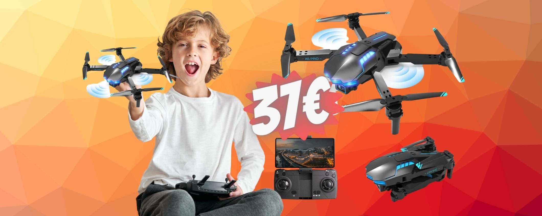 Drone con telecamera HD in DOPPIO SCONTO: il REGALO perfetto a 37€ Drone con telecamera HD in DOPPIO SCONTO: il REGALO perfetto a 37€