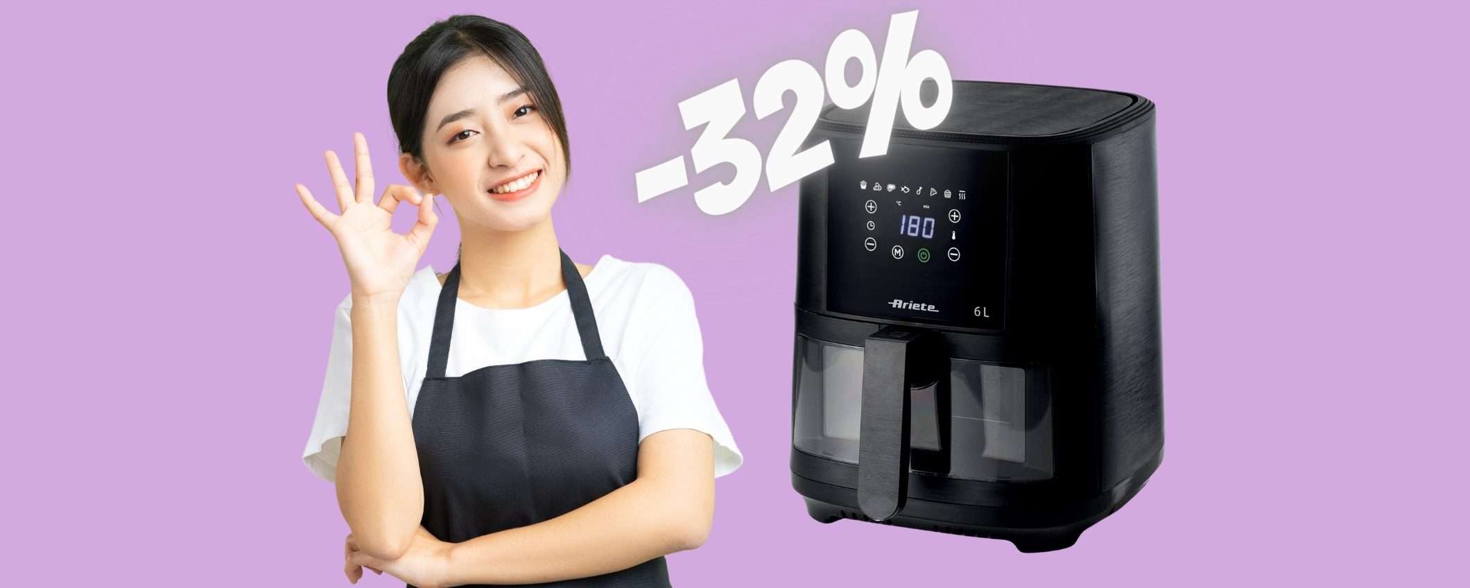 Friggitrice ad aria by Ariete da 6 litri: piatti SANI e VELOCI (-32%)