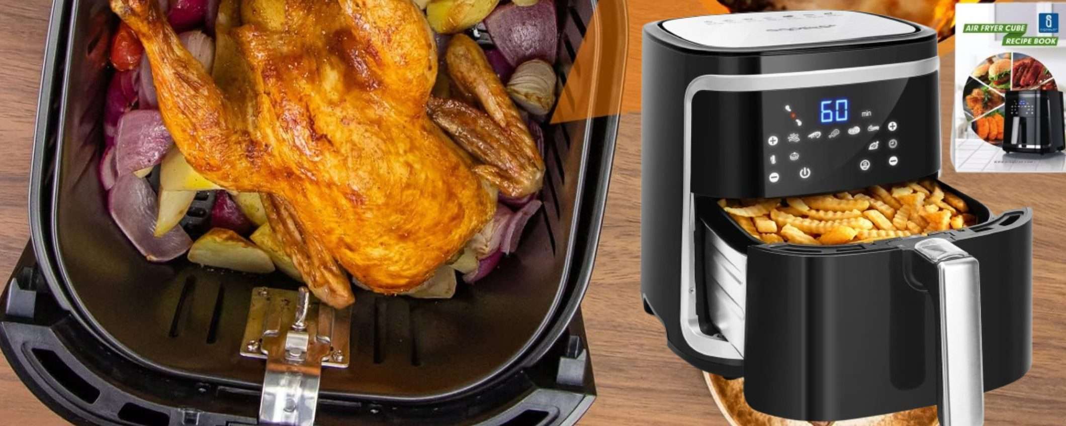 Friggitrice ad aria XXL a 69€: cestello ENORME, cucina tanto in POCO tempo Friggitrice ad aria XXL a 69€: cestello ENORME, cucina tanto in POCO tempo
