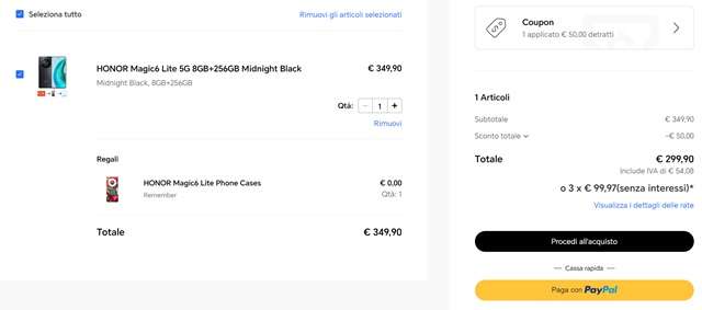 honor magic 6 lite 299 euro coupon