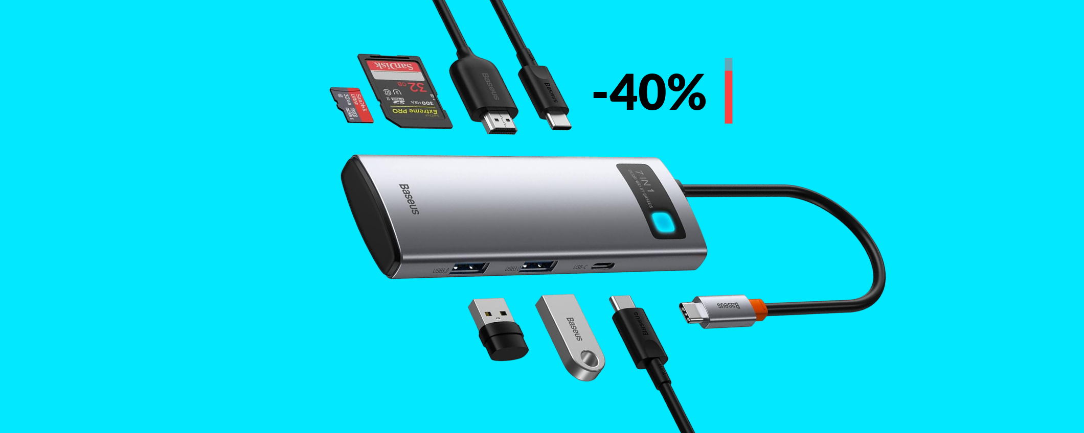 Hub USB 7 in 1: costa appena 27€ e puoi collegarci di TUTTO Hub USB 7 in 1: costa appena 27€ e puoi collegarci di TUTTO