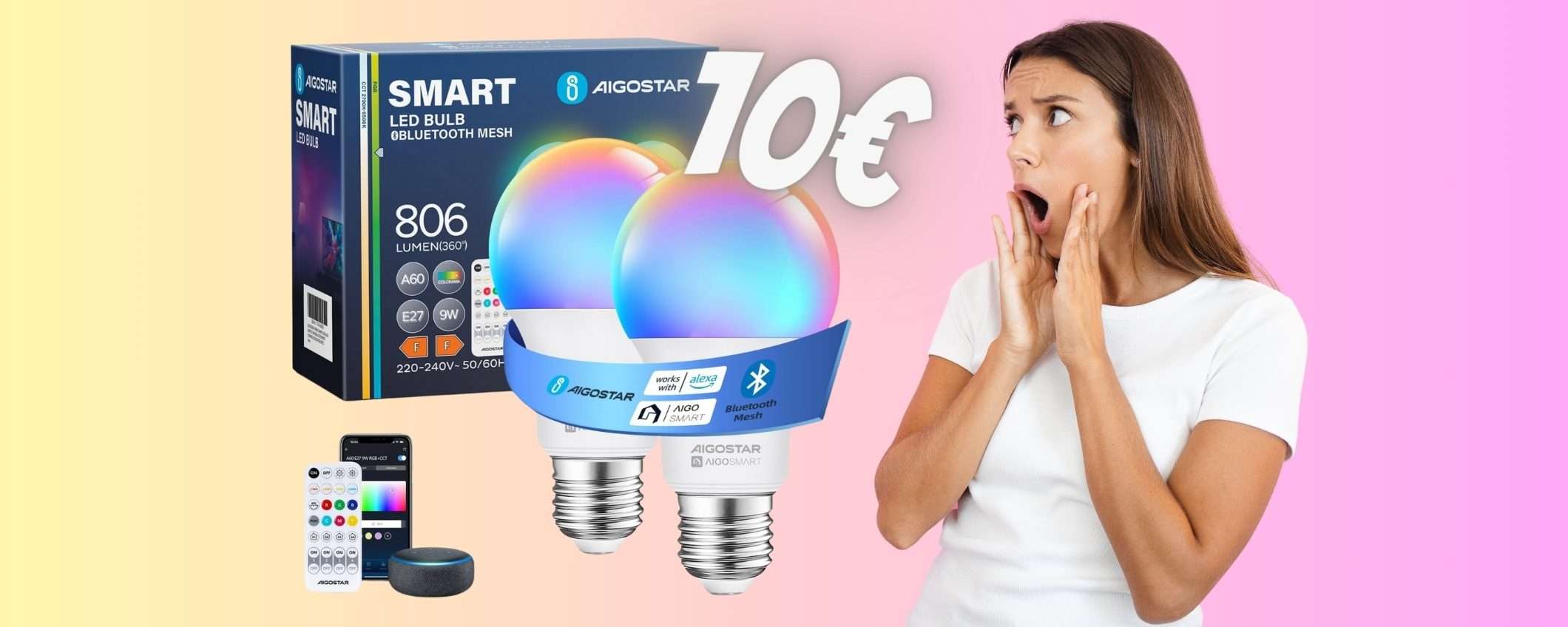Lampadine WiFi multicolore compatibili con i comandi vocali a soli 10€ Lampadine WiFi multicolore compatibili con i comandi vocali a soli 10€