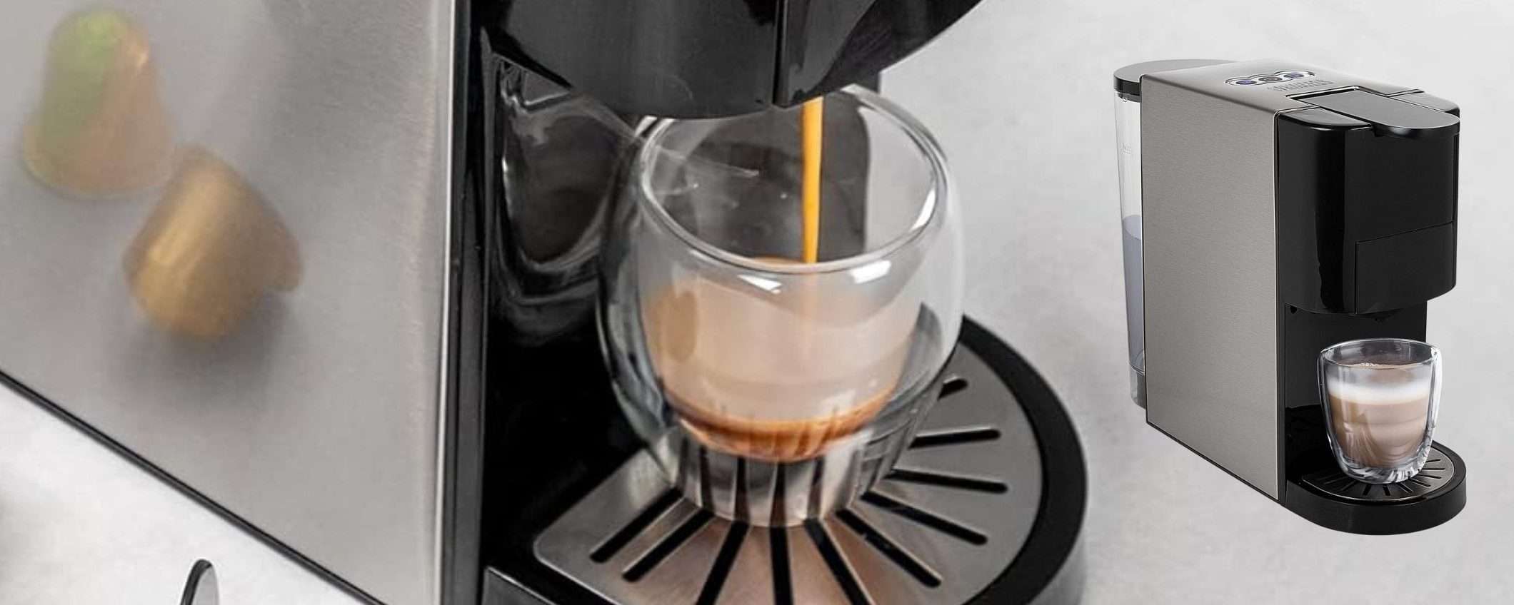 Macchina del caffè 4 in 1, sconto SHOCK: cialde, capsule e polvere (80€)