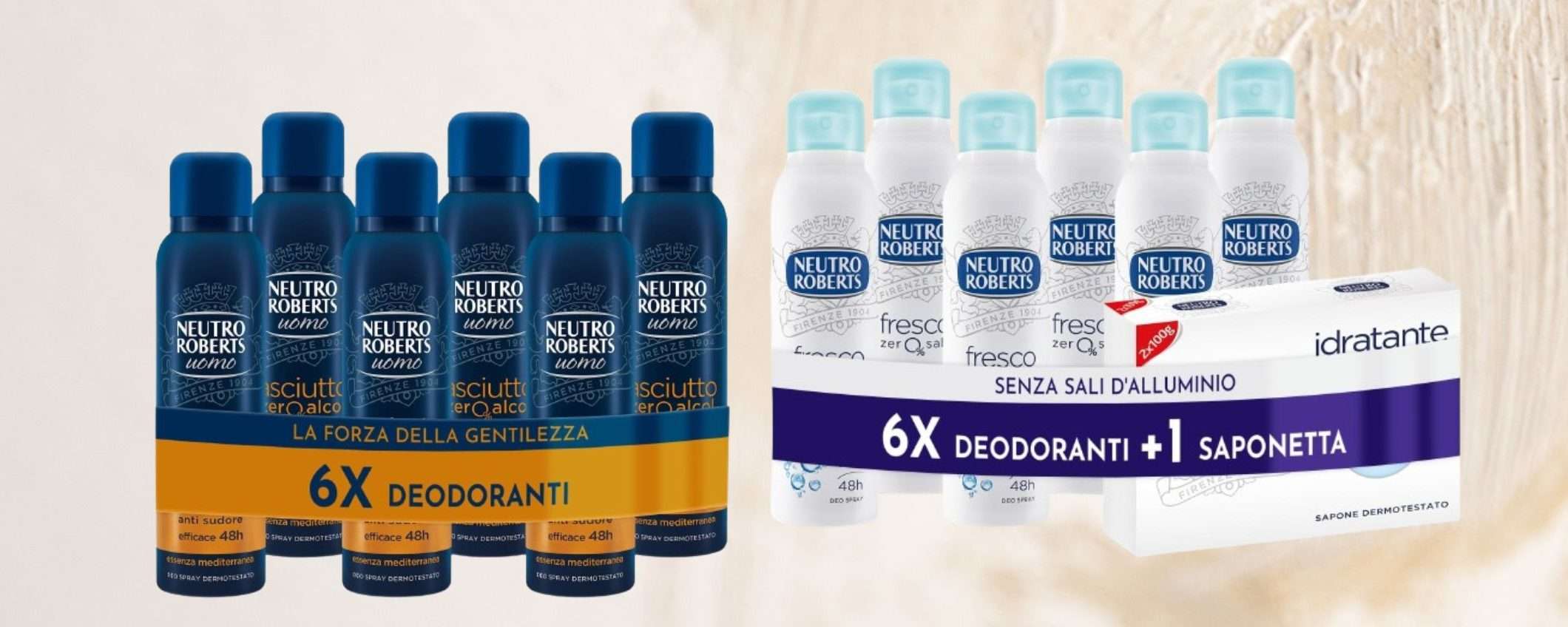 Neutro Roberts MAXI SCORTA a prezzo ridicolo su Amazon: 6 pz a 9,99€ (-50%) Neutro Roberts MAXI SCORTA a prezzo ridicolo su Amazon: 6 pz a 9,99€ (-50%)