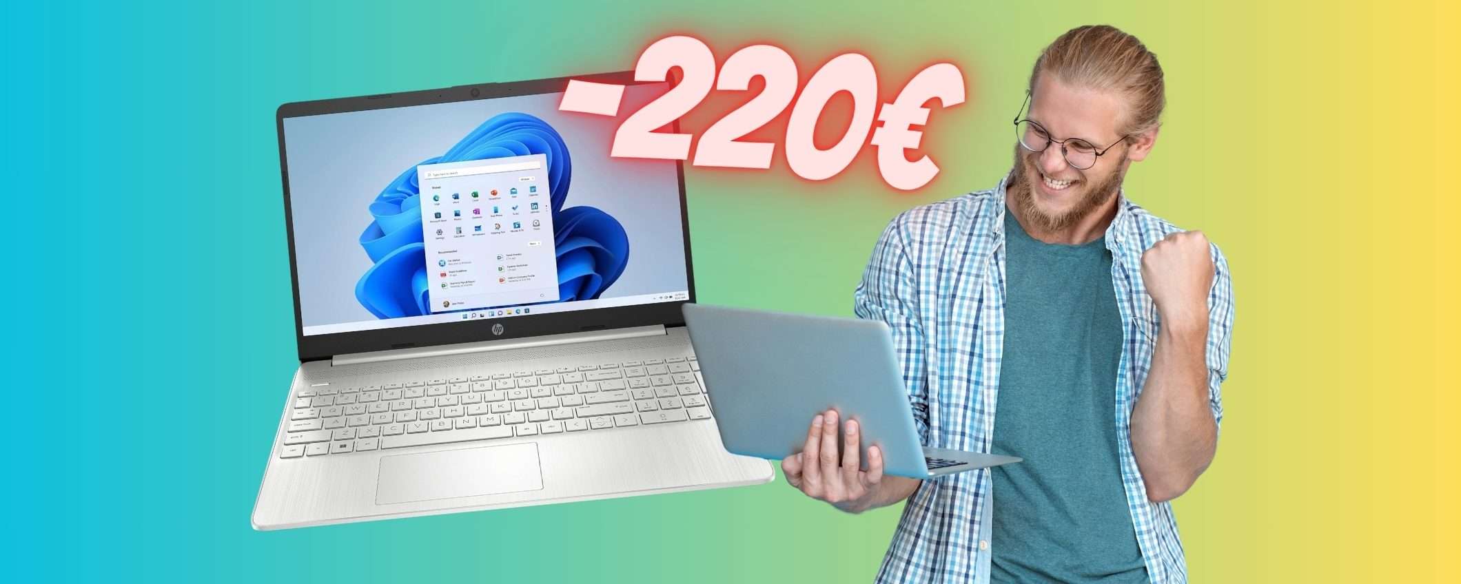 Notebook HP con Ryzen 5, 8GB di RAM e SSD da 512GB in SCONTO di 220€