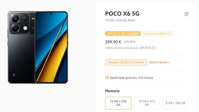 poco x6 5g 289 euro