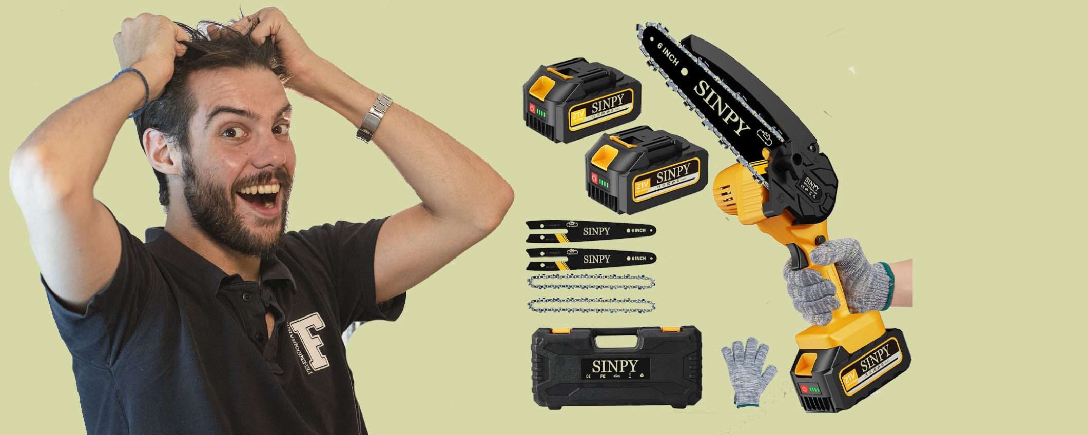 Potentissima mini motosega a batteria in doppio sconto SUPER! Potentissima mini motosega a batteria in doppio sconto SUPER!