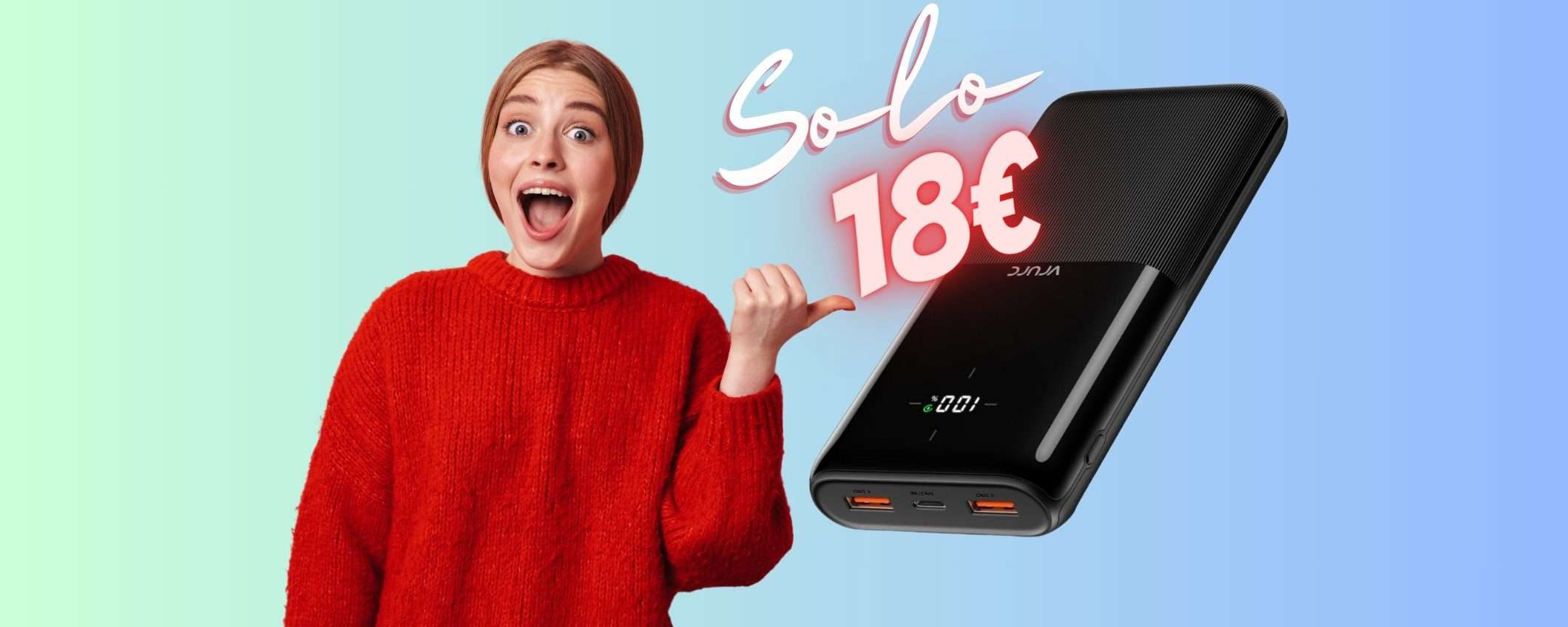 Power Bank da 20000 mAh con RICARICA RAPIDA a soli 18€ su Amazon Power Bank da 20000 mAh con RICARICA RAPIDA a soli 18€ su Amazon