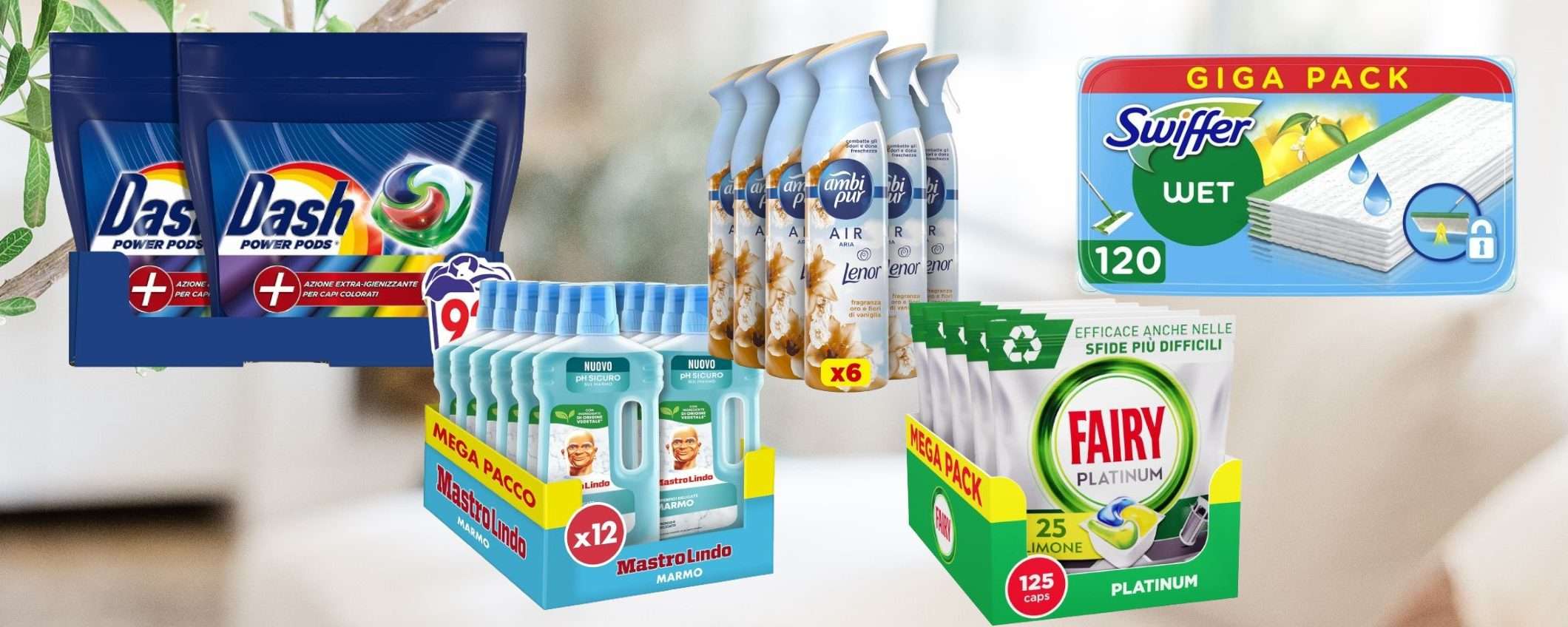 Dash, Fairy, Swiffer, Lenor e altri: MAXI SCORTE in sconto folle su Amazon