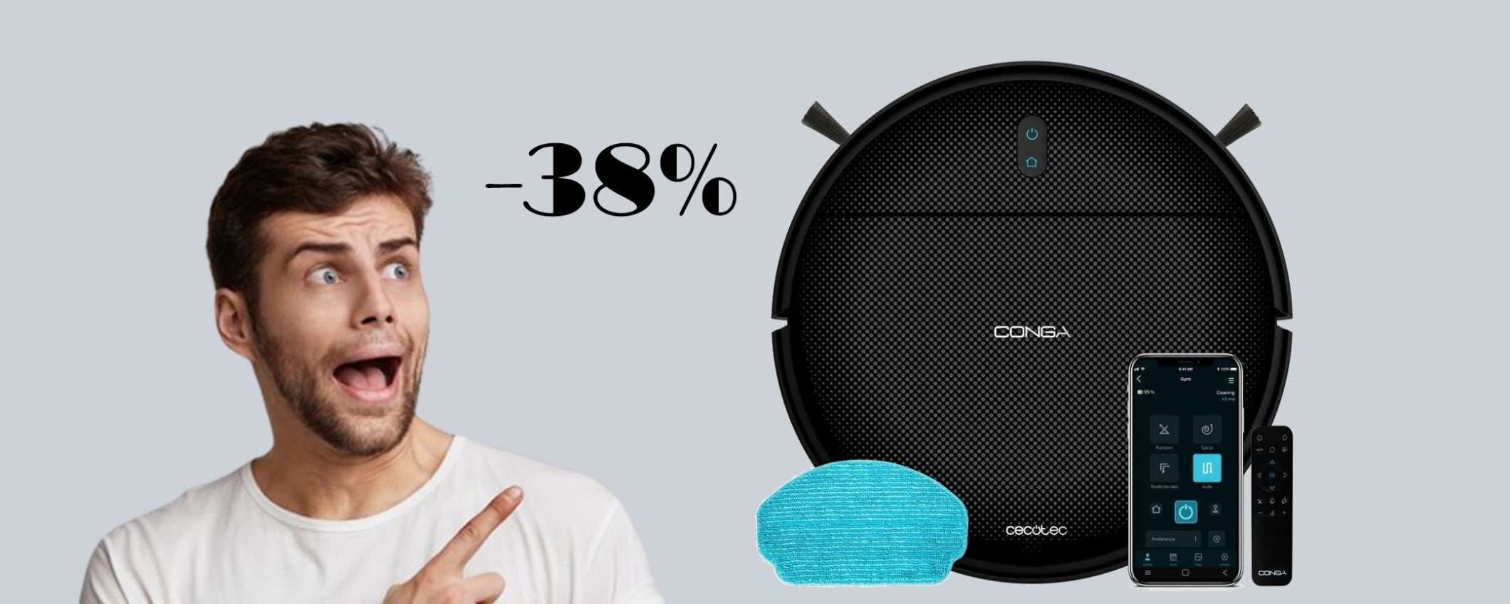 Robot aspira e lava con 6 programmi in offerta SUPER (-38%) Robot aspira e lava con 6 programmi in offerta SUPER (-38%)