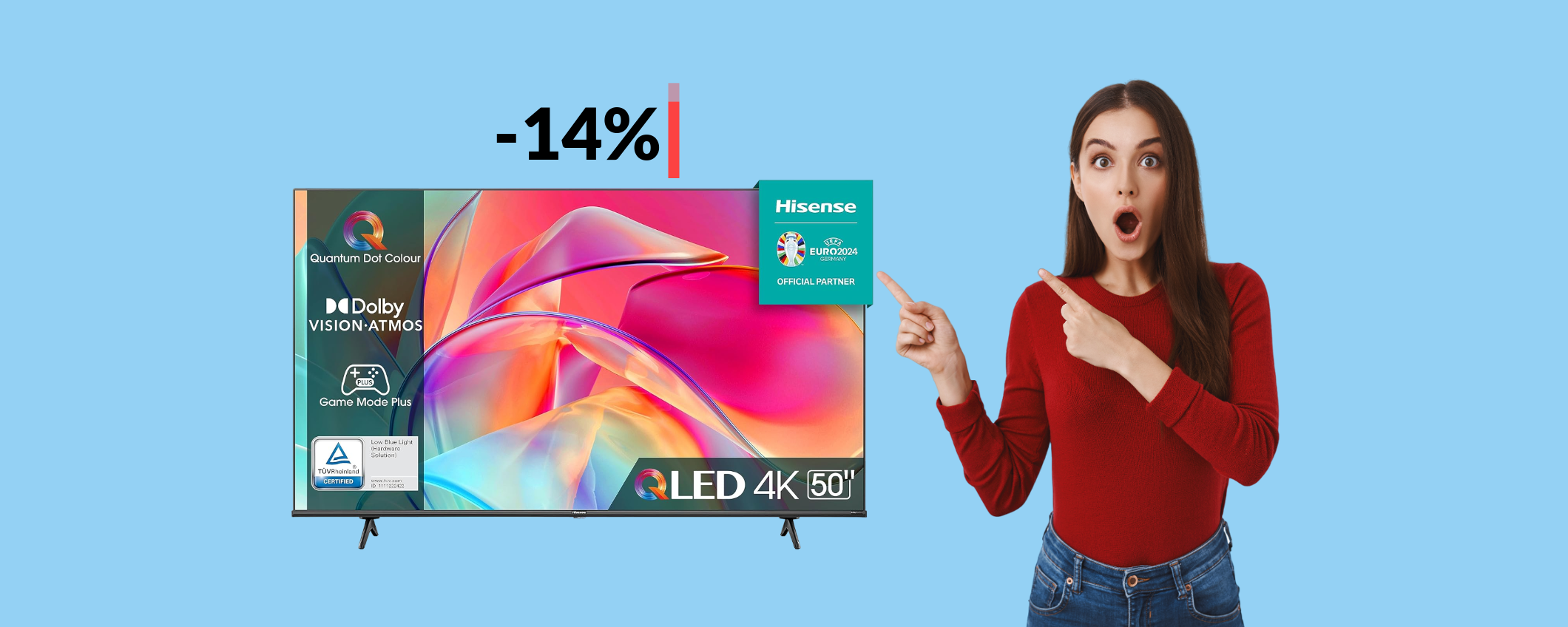 Smart TV 4K 50'' Hisense con ALEXA: il CINEMA a casa tua (369€)