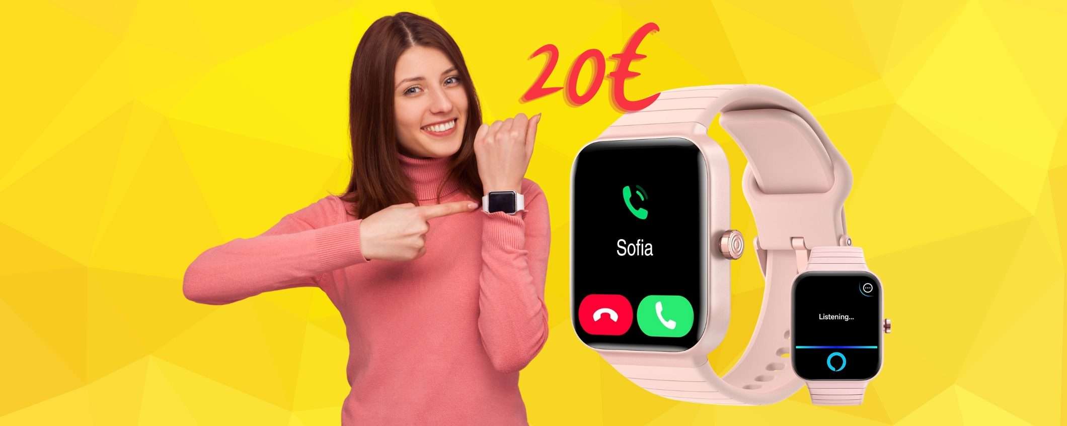 Smartwatch con Alexa, 100 profili sport e microfono per chiamate a 20€ Smartwatch con Alexa, 100 profili sport e microfono per chiamate a 20€