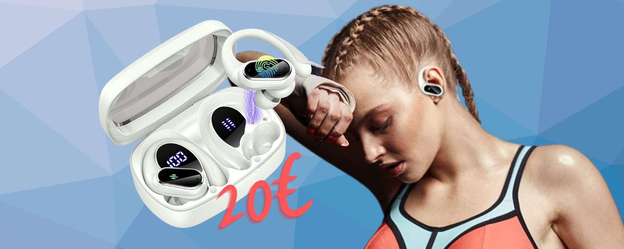 Solo 20€ per questi auricolari wireless per lo sport con 50h di audio Solo 20€ per questi auricolari wireless per lo sport con 50h di audio