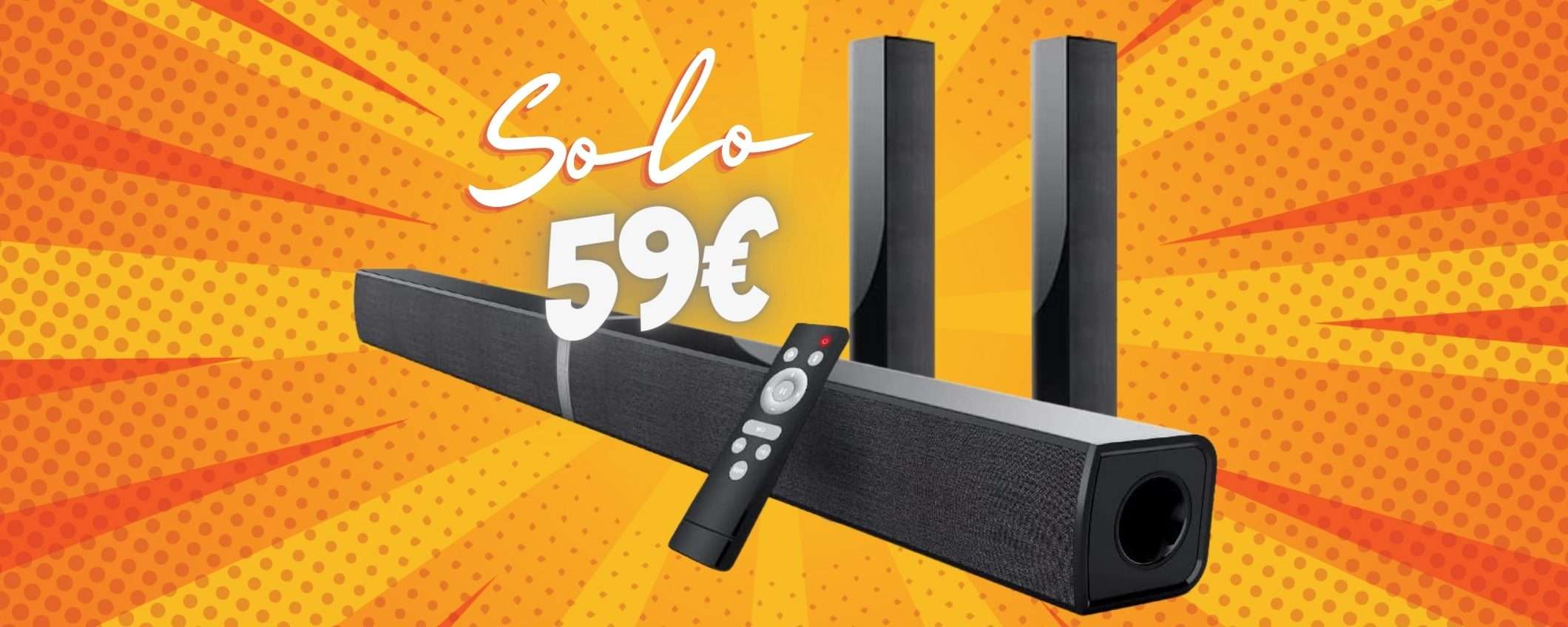 Soundbar wireless da 50 W che diventa a colonnine: 2 in 1 al 40% Soundbar wireless da 50 W che diventa a colonnine: 2 in 1 al 40%