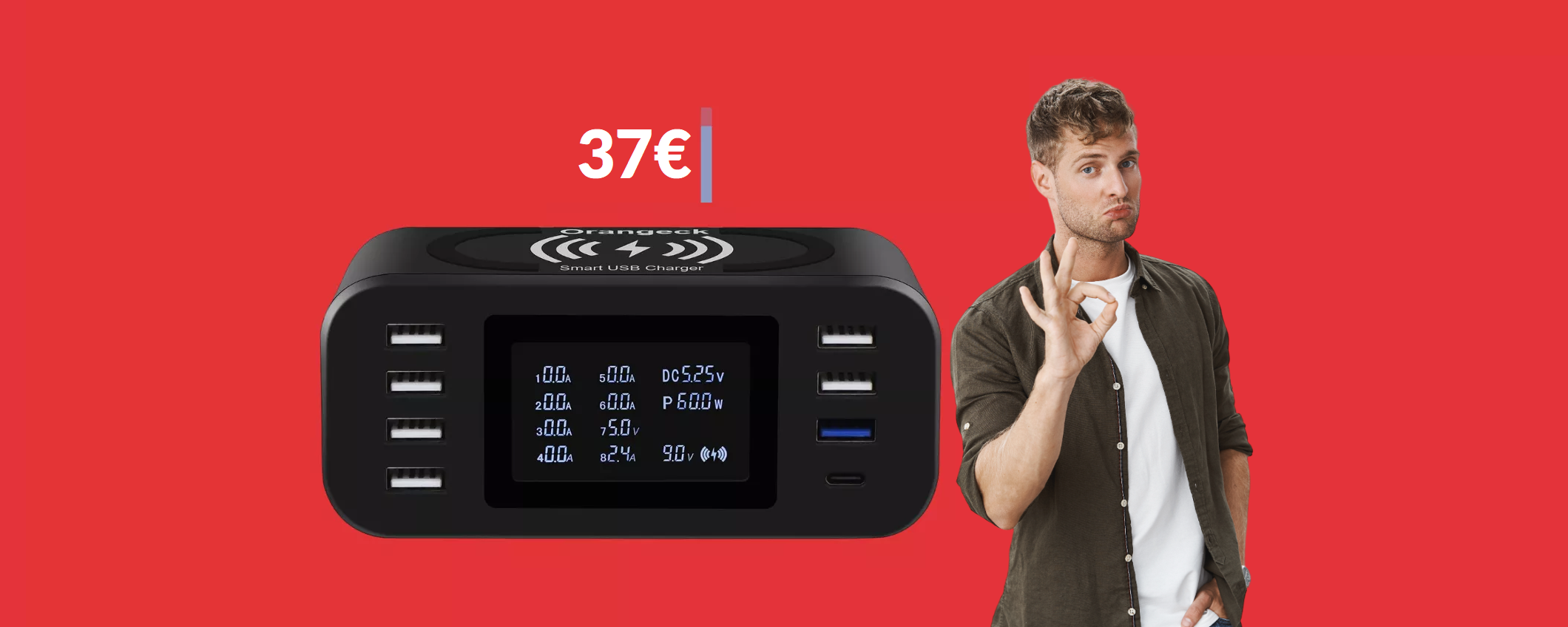 Stazione di ricarica multiporta e WIRELESS: la più completa a 37€