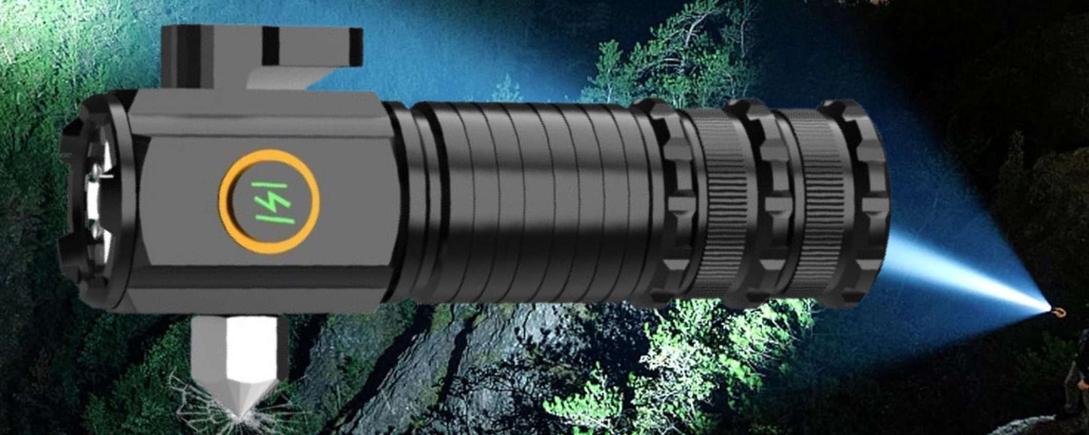 Torcia 2000 lumen ricaricabile con martello e tagliacintura: prezzo WOW (13€) Torcia 2000 lumen ricaricabile con martello e tagliacintura: prezzo WOW (13€)