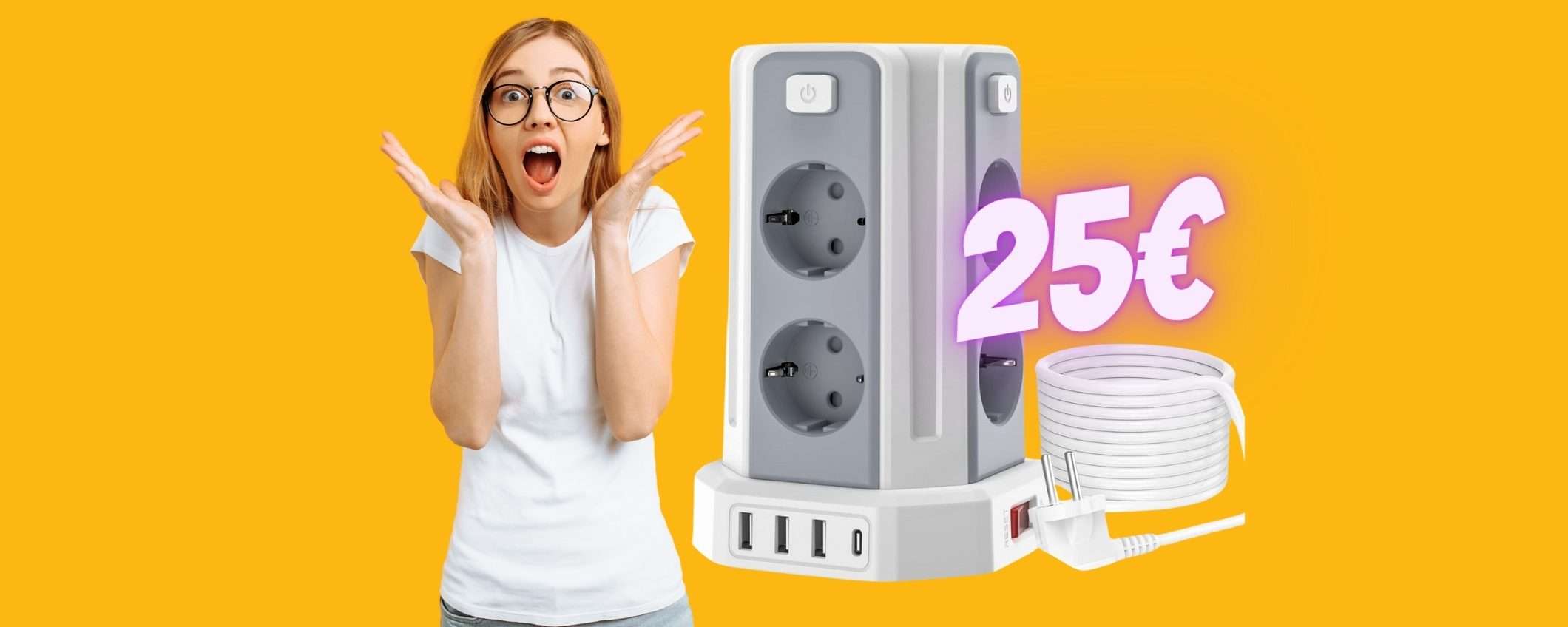 Torretta 12 in 1: 8 prese con interruttori e 4 porte USB, tua a 25€ Torretta 12 in 1: 8 prese con interruttori e 4 porte USB, tua a 25€