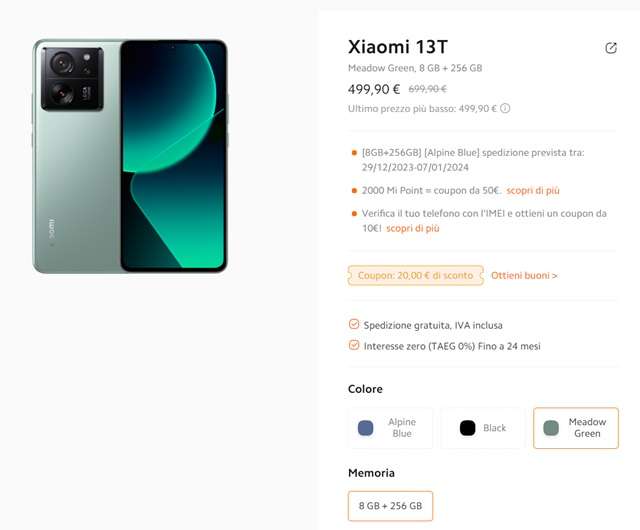 xiaomi 13t 499 euro mi store