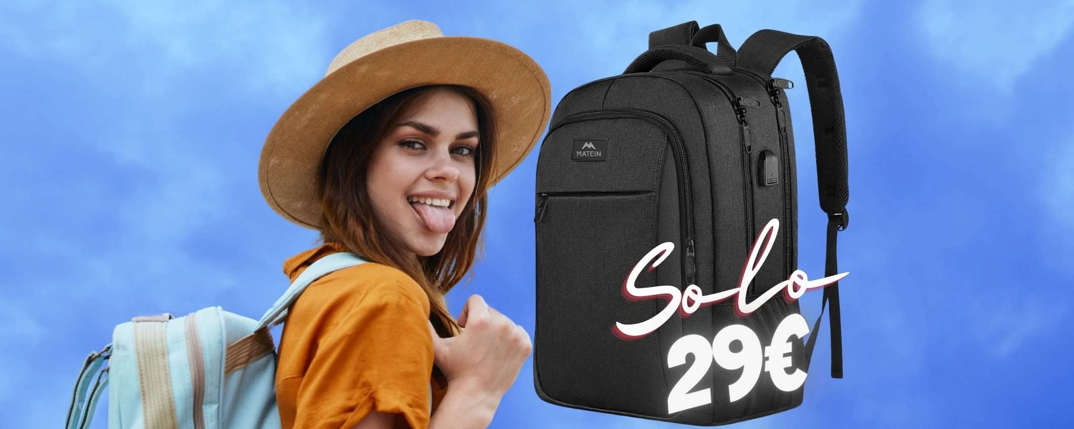 Zaino per portatile da 15,6 pollici con caricatore USB tuo a 29€ Zaino per portatile da 15,6 pollici con caricatore USB tuo a 29€