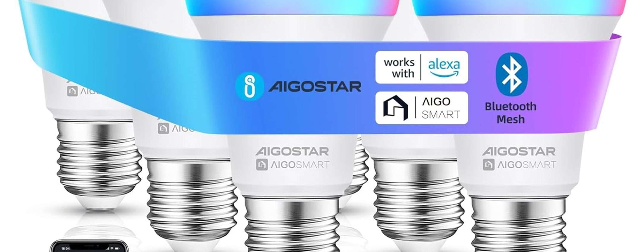 6 lampadine multicolore Smart Aigostar si acquistano a soli 34€ su Amazon 6 lampadine multicolore Smart Aigostar si acquistano a soli 34€ su Amazon