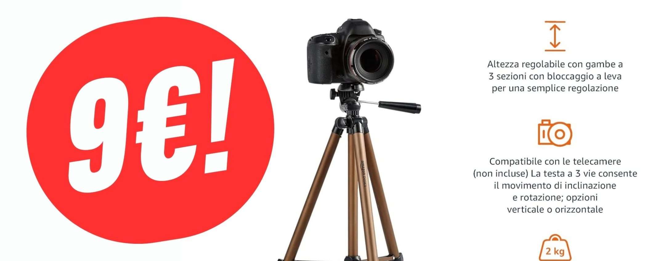 Il Treppiedi Amazon Basics perfetto per Videocamere e Smartphone costa SOLO 9€! Il Treppiedi Amazon Basics perfetto per Videocamere e Smartphone costa SOLO 9€!