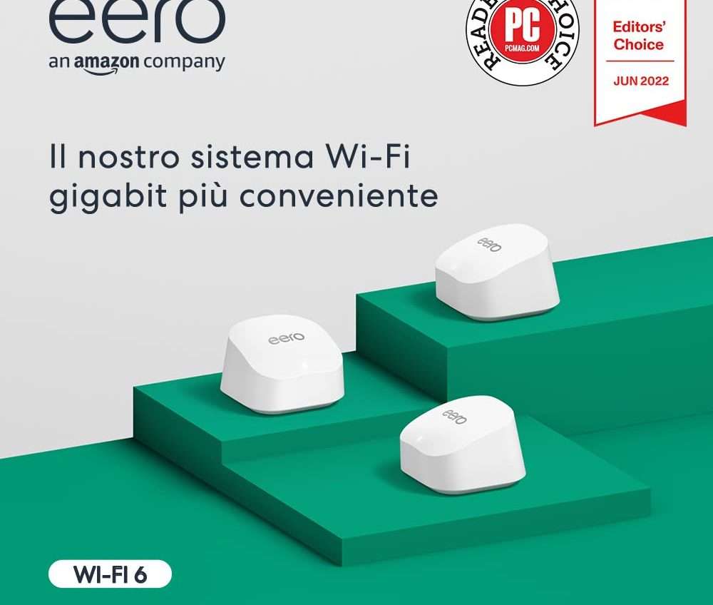 Amazon Eero 6+, bundle da 3 in offerta: risparmi 100€ Amazon Eero 6+, bundle da 3 in offerta: risparmi 100€