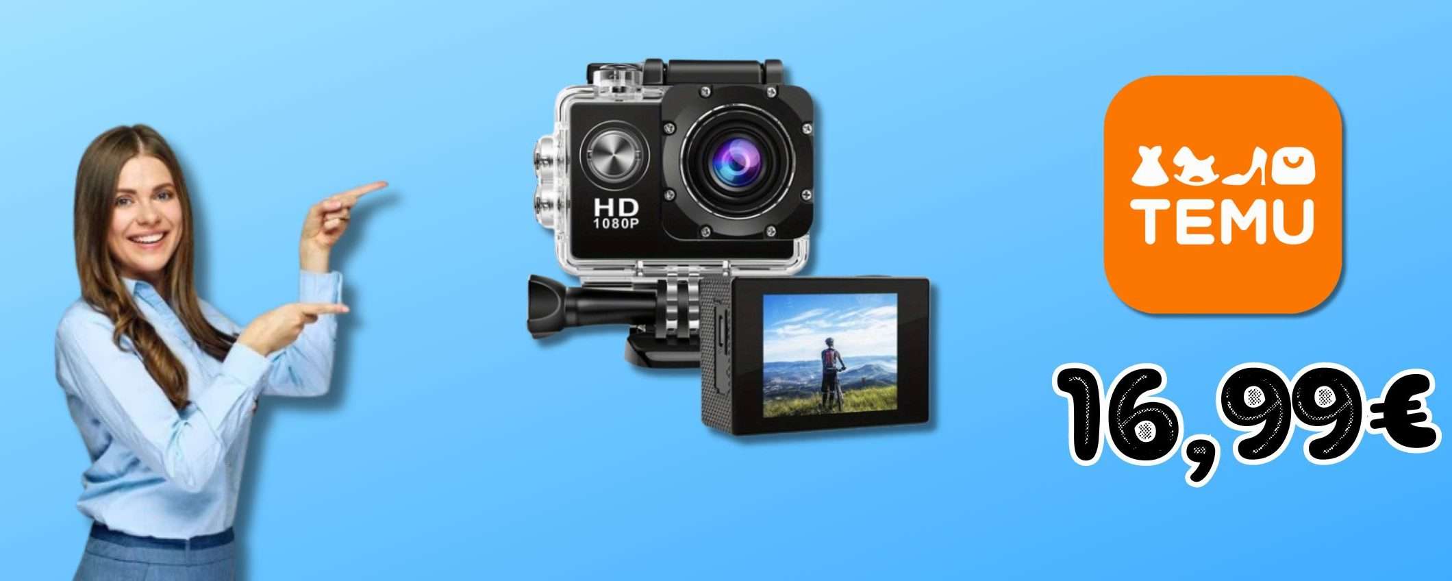 Basta GoPro, bastano 17 EURO per comprare una action cam full HD su TEMU Basta GoPro, bastano 17 EURO per comprare una action cam full HD su TEMU