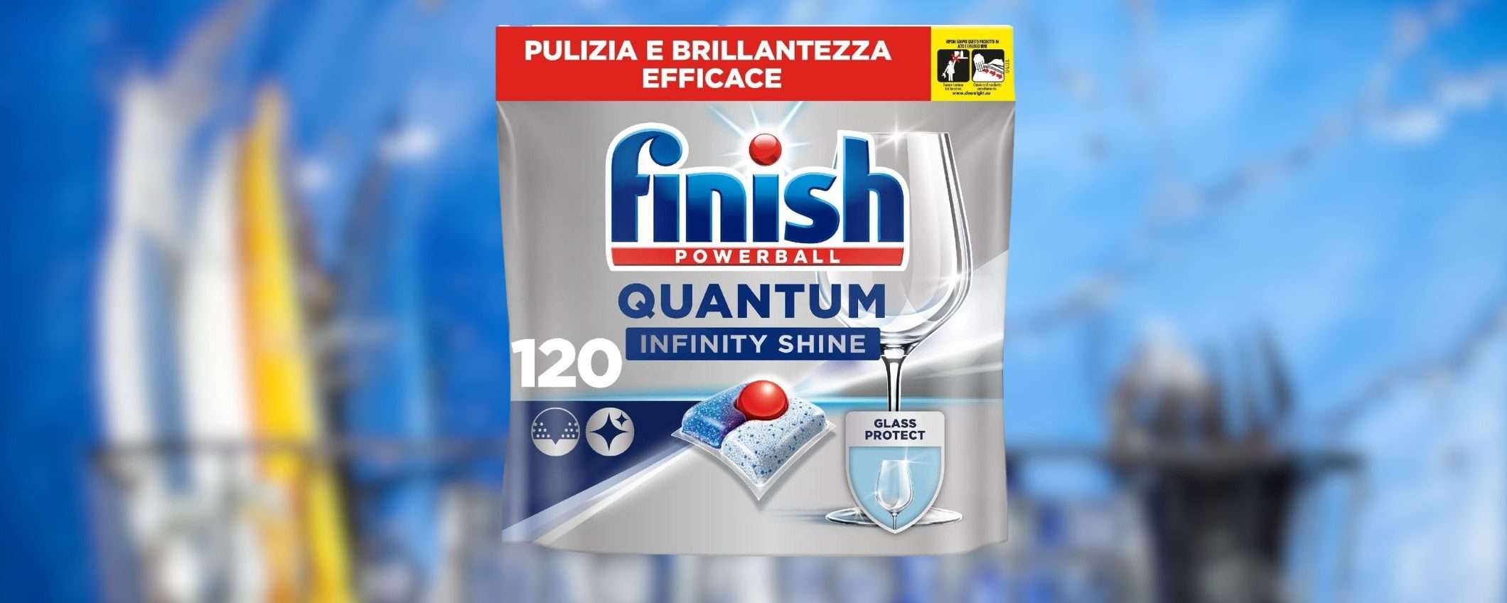 Finish Quantum: 120 capsule per lavastoviglie a PREZZO SCORTA (-49%)