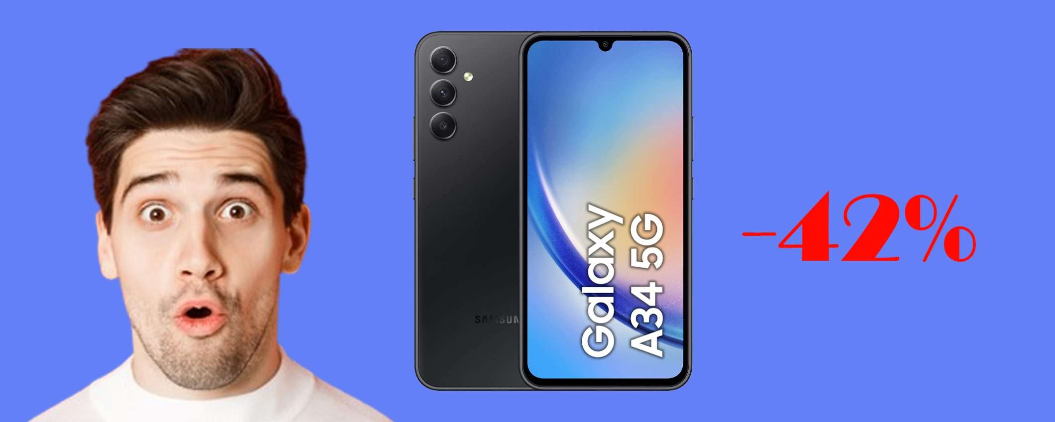 Galaxy A34 5G oggi in sconto PAZZESCO del 42% su Amazon Galaxy A34 5G oggi in sconto PAZZESCO del 42% su Amazon