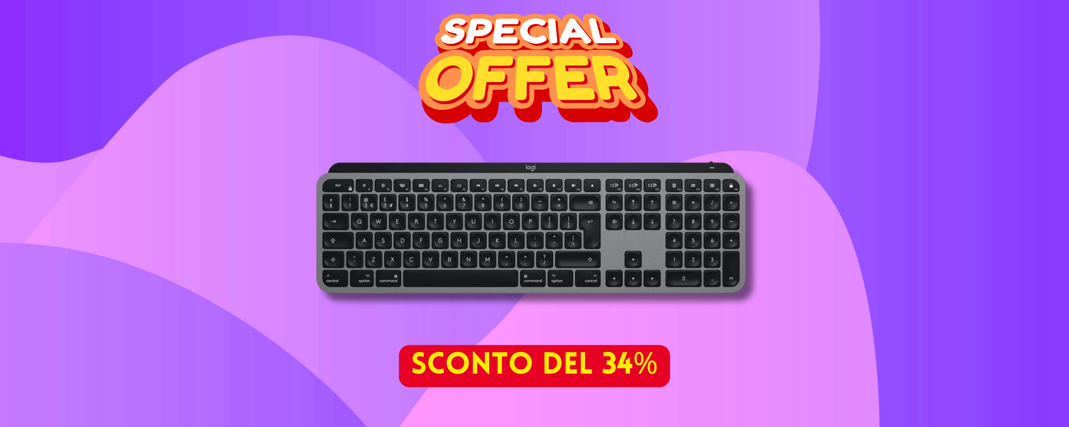 Logitech MX Keys for Mac in sconto SHOCK del 34% Logitech MX Keys for Mac in sconto SHOCK del 34%