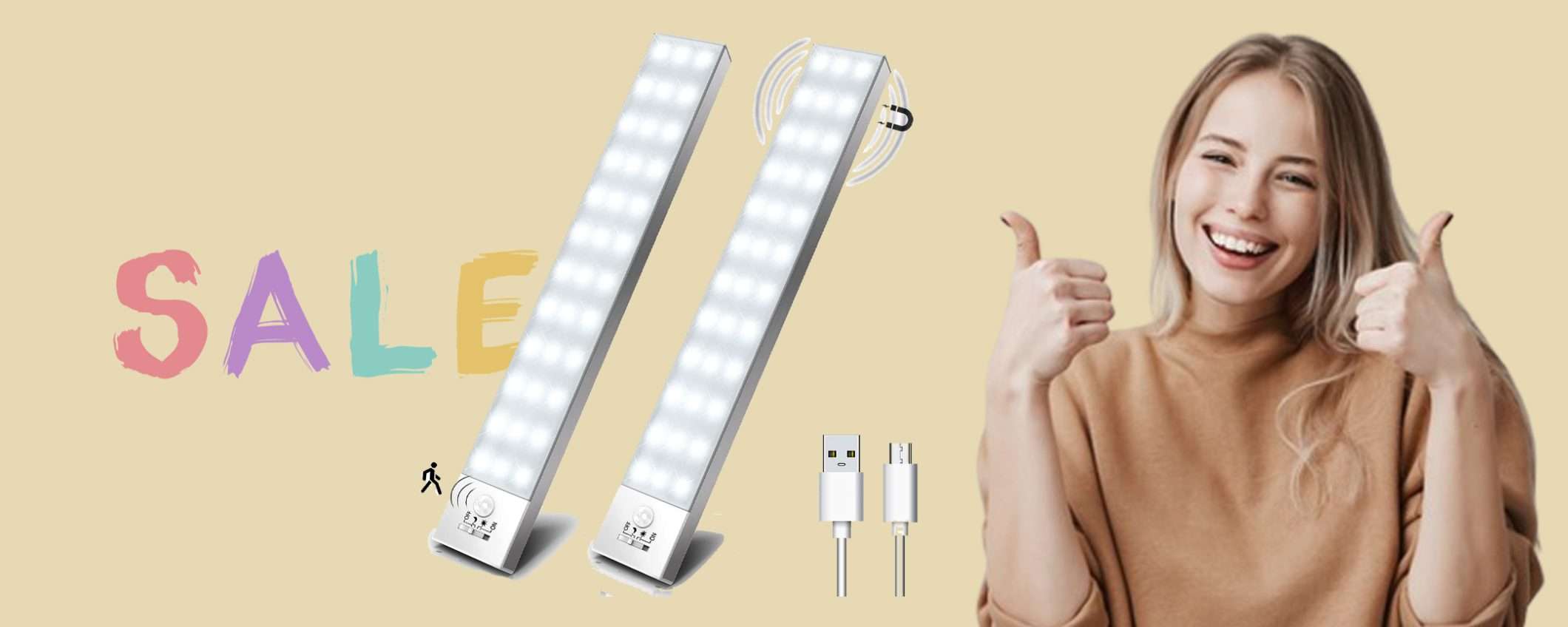 Luce LED (2pz) con sensore di movimento: doppio sconto WOW Luce LED (2pz) con sensore di movimento: doppio sconto WOW