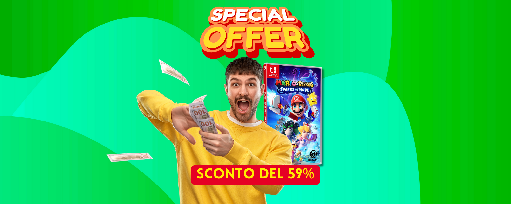 Sconto del 59% su Mario + Rabbids Sparks of Hope Sconto del 59% su Mario + Rabbids Sparks of Hope