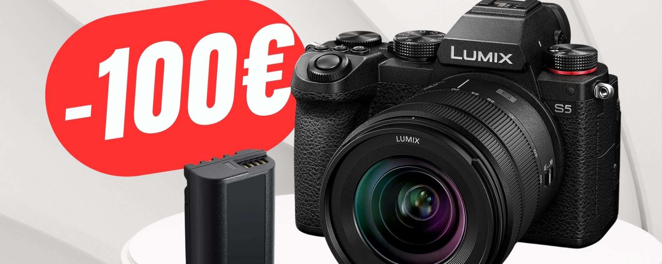 SCONTO da 100€ per la Panasonic Lumix S5 con Obbiettivo (20-60mm) e Batteria! SCONTO da 100€ per la Panasonic Lumix S5 con Obbiettivo (20-60mm) e Batteria!
