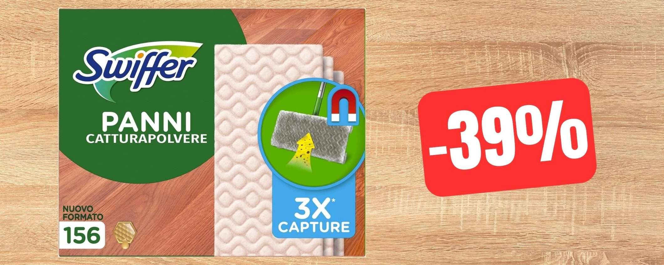 Panni catturapolvere Swiffer per parquet: una scorta a PREZZO REGALO Panni catturapolvere Swiffer per parquet: una scorta a PREZZO REGALO